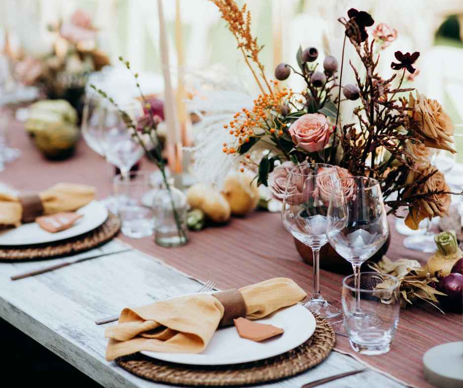 A decorated wedding table