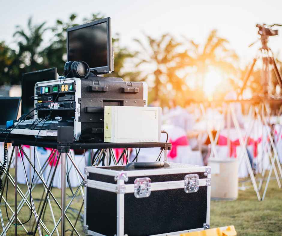 Sound equipment at an outdoor event